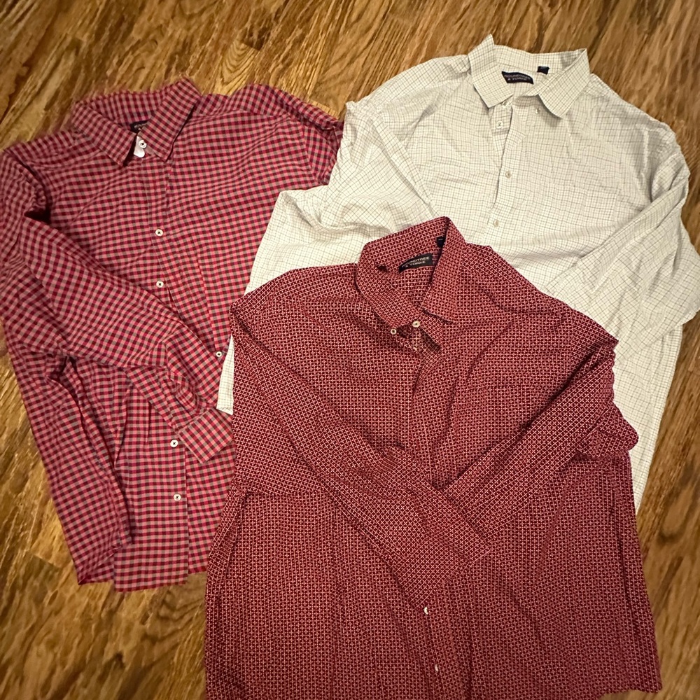 Roundtree & York Big & Tall Long Sleeve Button Down Shirt Size 3XB-BUNDLE of 3!!